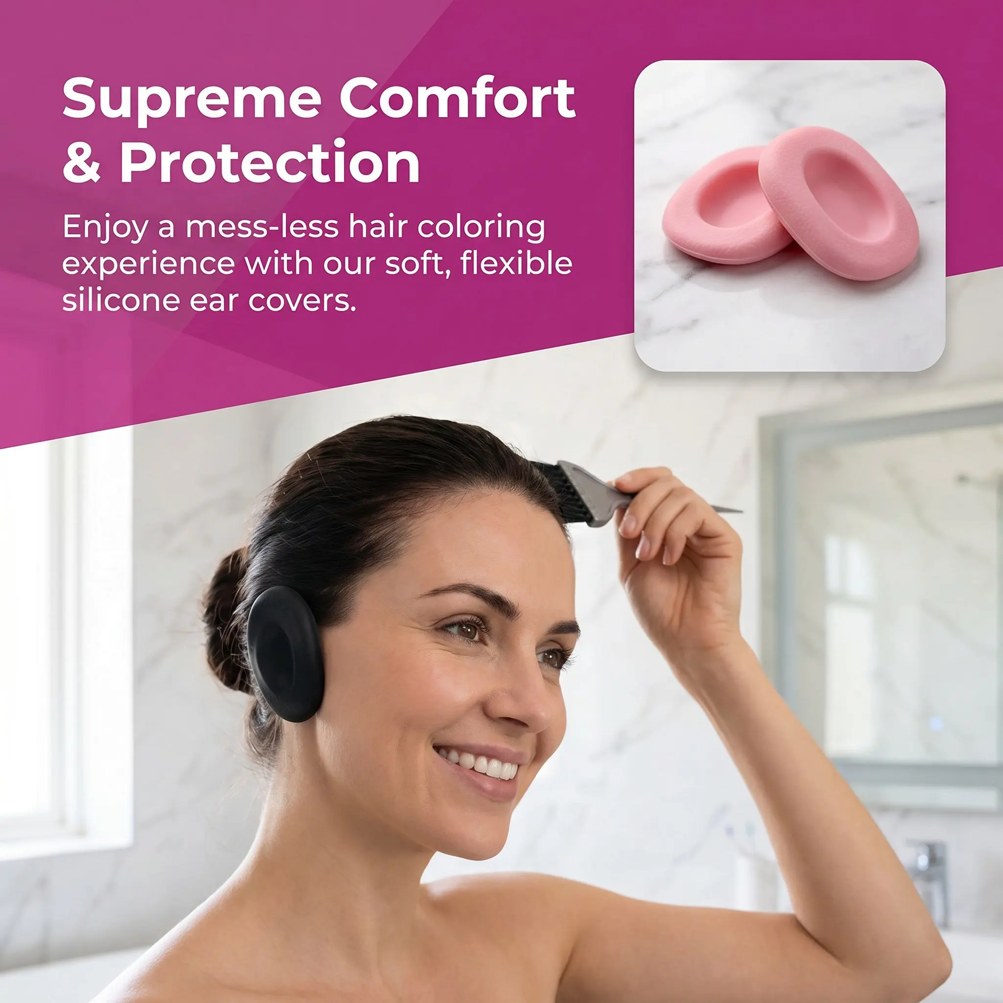 3Pairs Hairdressing Earmuffs Silicone Ear Covers Ear Protectors for Hair Dye Shower Salon Use Waterproof Reusable