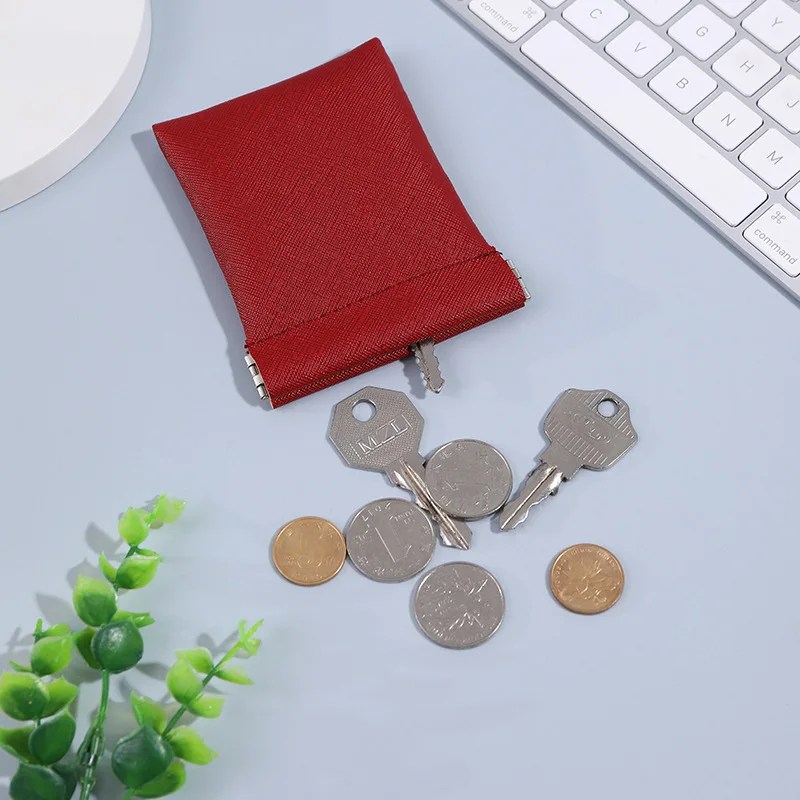 Pu Leather Coin Purse Women Men Small Mini Short Wallet Bag Money Change Key Earbuds Credit Card Holder for Kids Girl