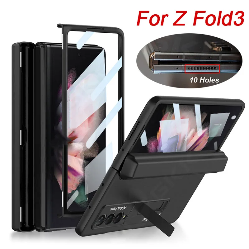 Magnetic Hinge Armor Pen Slot Cover For Samsung Galaxy Z Fold 3 Case Screen Outer Glass All-included Cover For Galaxy Z Fold4 5