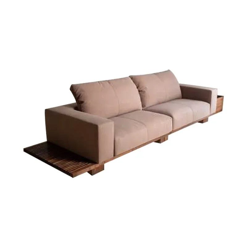 Minimalist North American black walnut, frosted leather sofa, large solid wood sofa in the living room