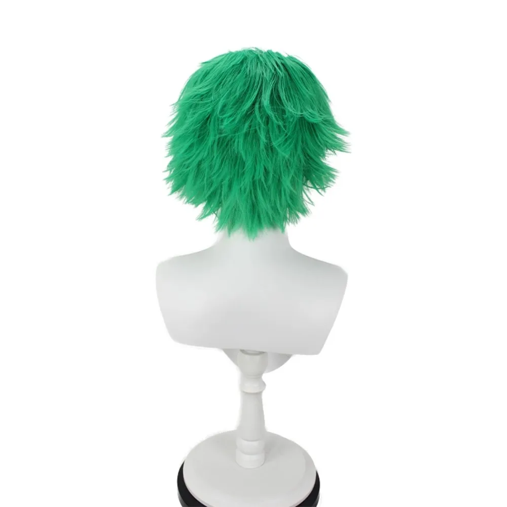 Peluca de cosplay de Roronoa Zoro, pelo corto de anime verde con puntas para hombres