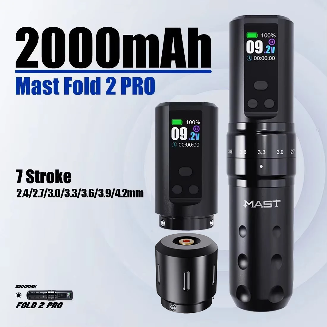 

Mast Fold 2 PRO Wireless Tattoo Machine Rotaty Battery Pen 7 Strokes 2000mAh Battery* 2 Mobile or Studio Tattoo For Body Art