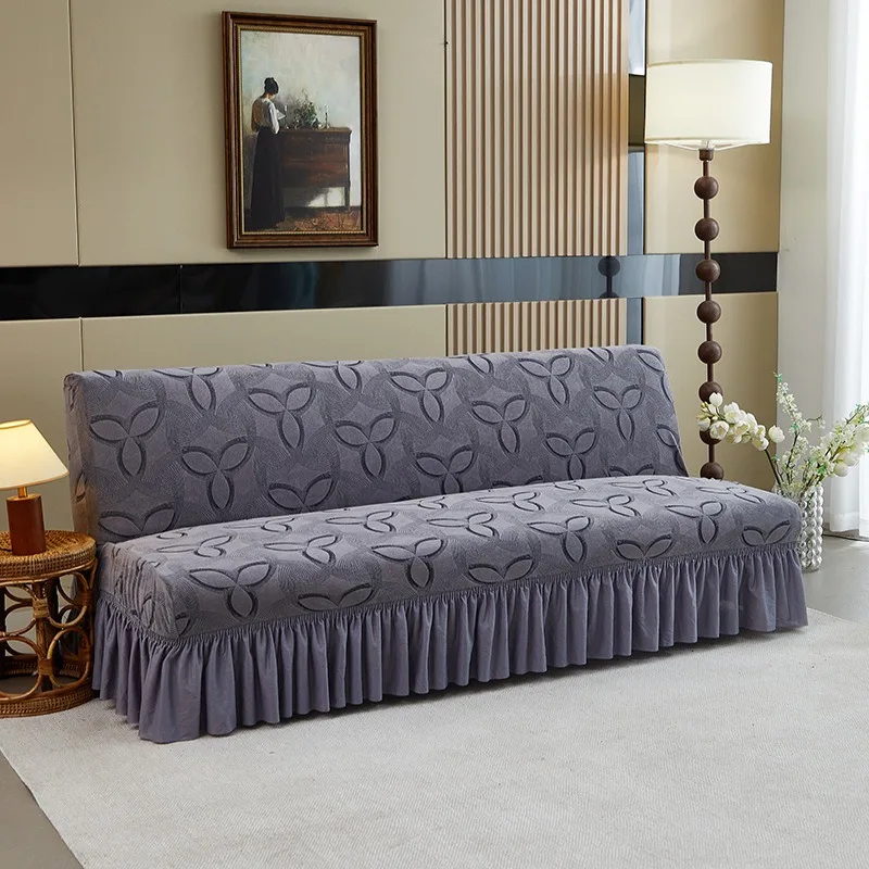 Stretch Armless Folding Sofa Bed Covers Thicken Polar Fleece Without Armrest Cover Slipcover Style Elastic Couch Skirt Edge