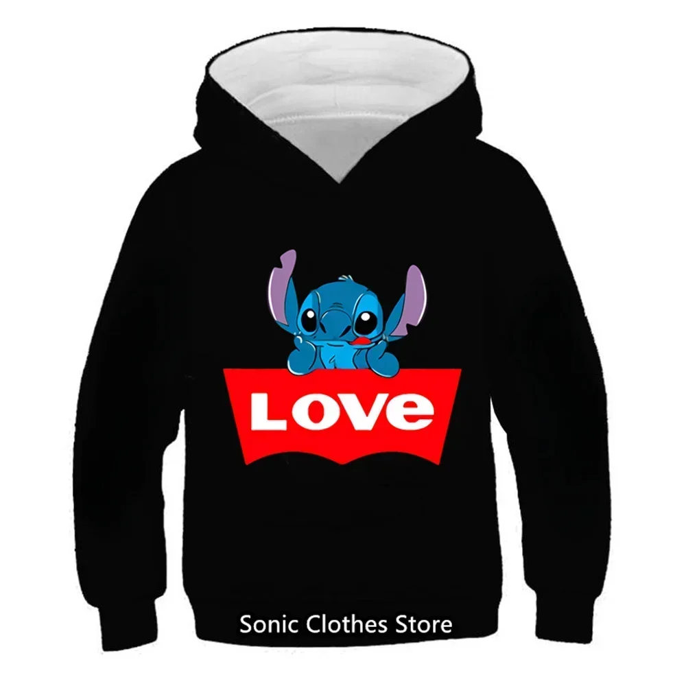 Kawaii Lilo Stitch Hoodie Kids Clothes Girls Clothing Fashion Baby Boys Clothes Autumn Warm Stitch Sweatshirt Children Tops