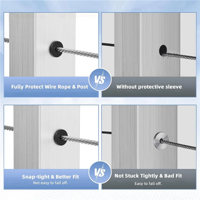 

AT44-300 шт. резиновые втулки для кабельных перил для кабеля 1/8 дюйма 5/32 дюйма 3/16 дюйма для металлических кабельных перил, комплект кабельных перил
