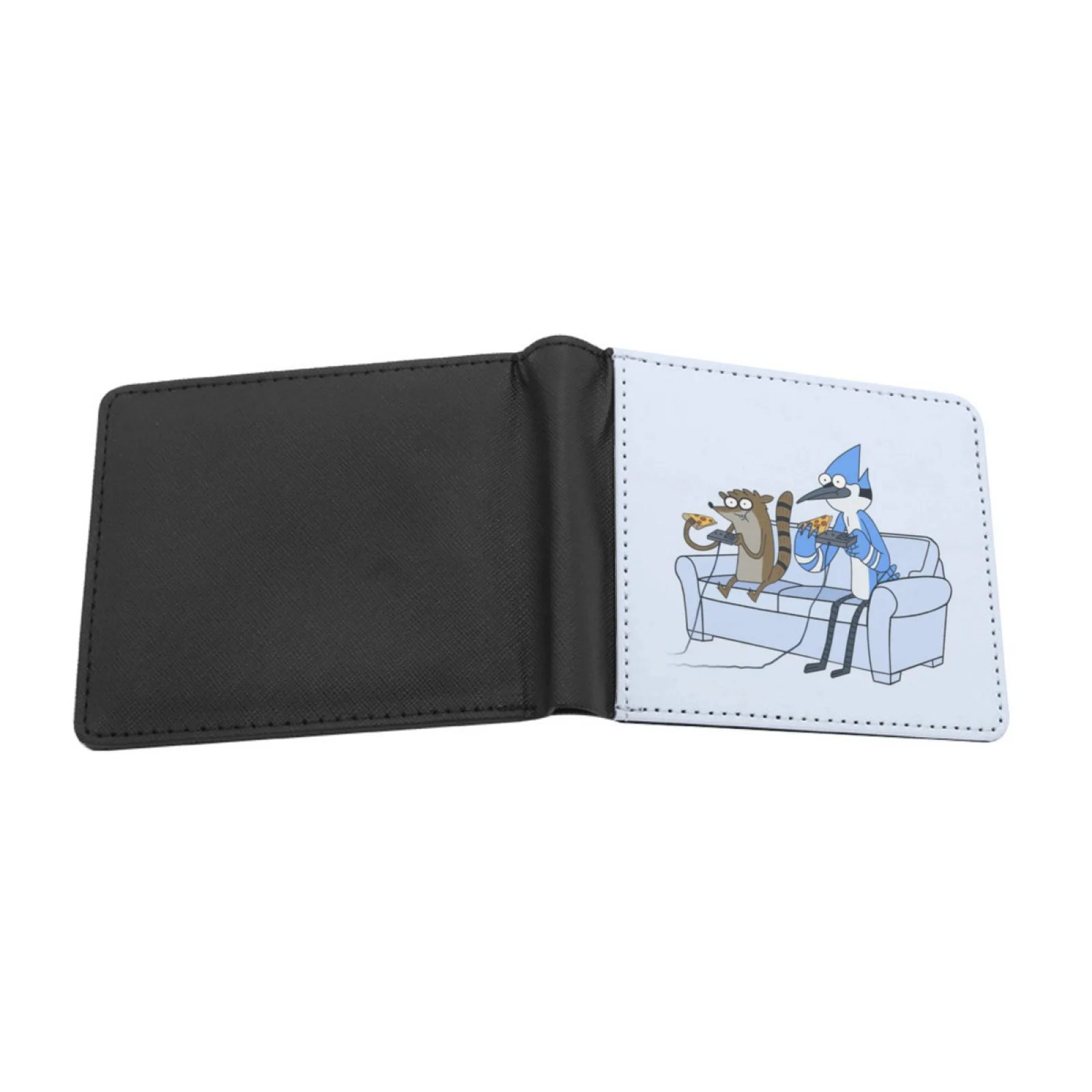 Mordecai And Rigby Pizza And Video Games Men Wallets Card Man Wallet Short Purse Bi-Fold Personalized Purses Mordecai Rigby