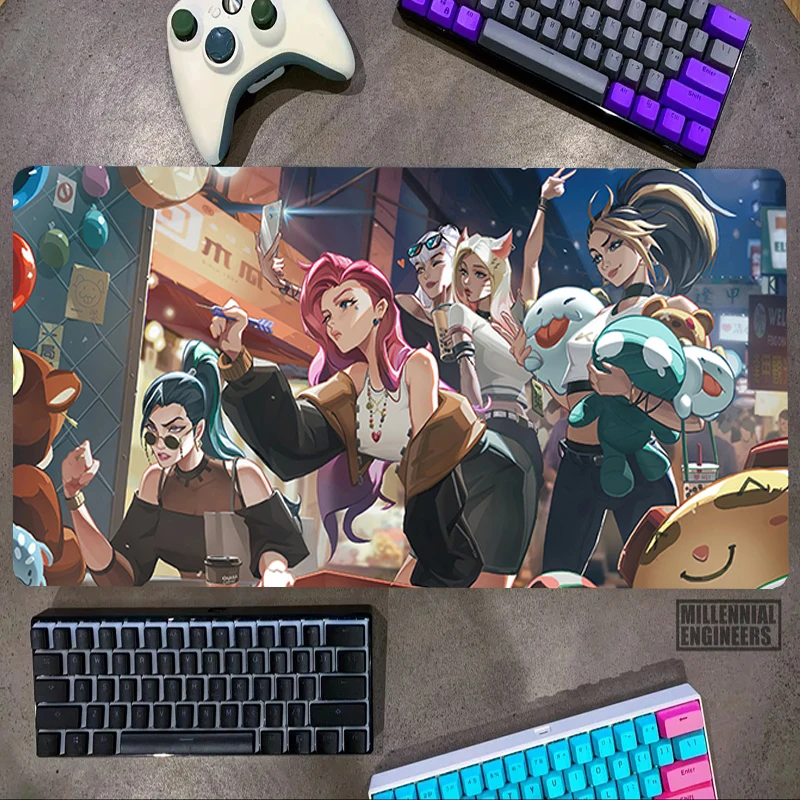 

KDA Girls Group Game Mouse Pad Mousepad Gamer Keyboard Office Accessories Desk Mat Gaming Mats Big Mousepepad Extended Large Xxl