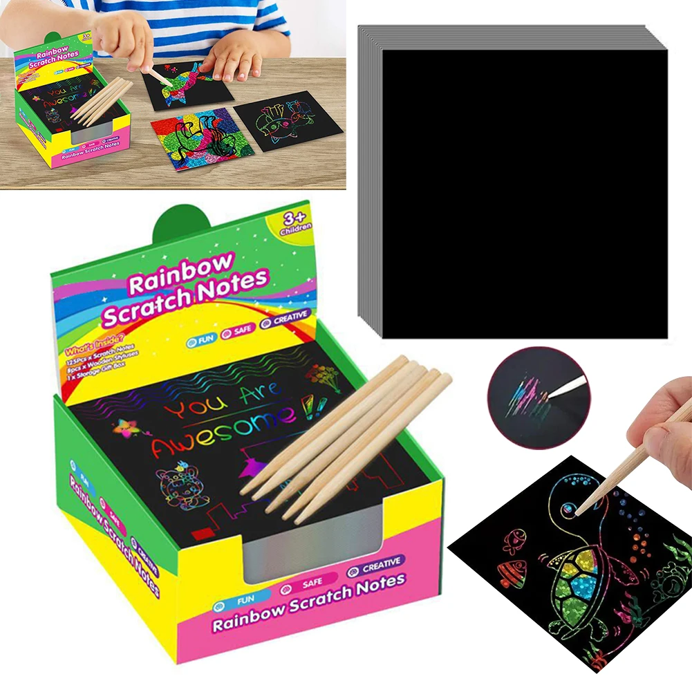 Children\'s Paper Arts Set Colorful Scratch Sketch Art Childrens Craft Set For Home School