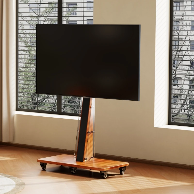 Modern Design Mobile TV Cart with Power Outlet Universal Floor  Stand for 32-65 Inch TVs Professional Office Rolling Base