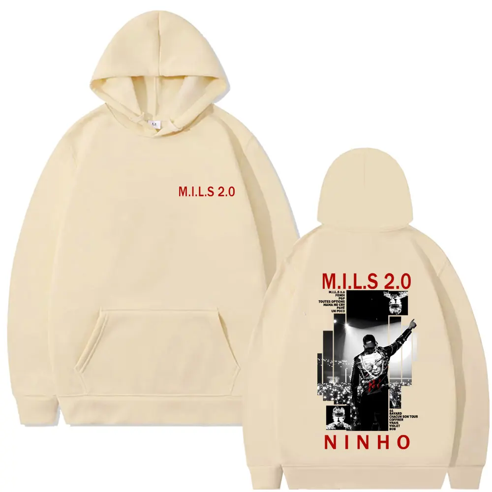 ラッパー Ninho MILS 2.0 アルバム グラフィック パーカー メンズ レディース ヒップホップ ファッション ポップミュージック パーカー メンズ ヴィンテージ カジュアル フリース スウェットシャツ