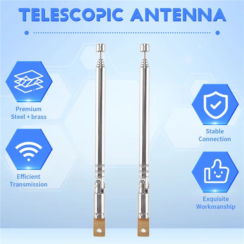 ABZW 2 قطعة استبدال 25.4 سنتيمتر 10 بوصة 5 أقسام هوائي تليسكوبي الجوي للراديو التلفزيون