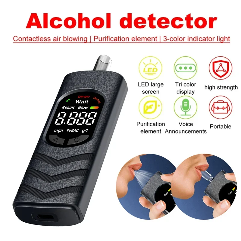 لا يوجد متصل LCD الرقمية جهاز اختبار شرب الكحوليات الشرطة المهنية كاشف الكحول الكحول في حالة سكر القيادة تستر 3 ألوان أضواء #6
