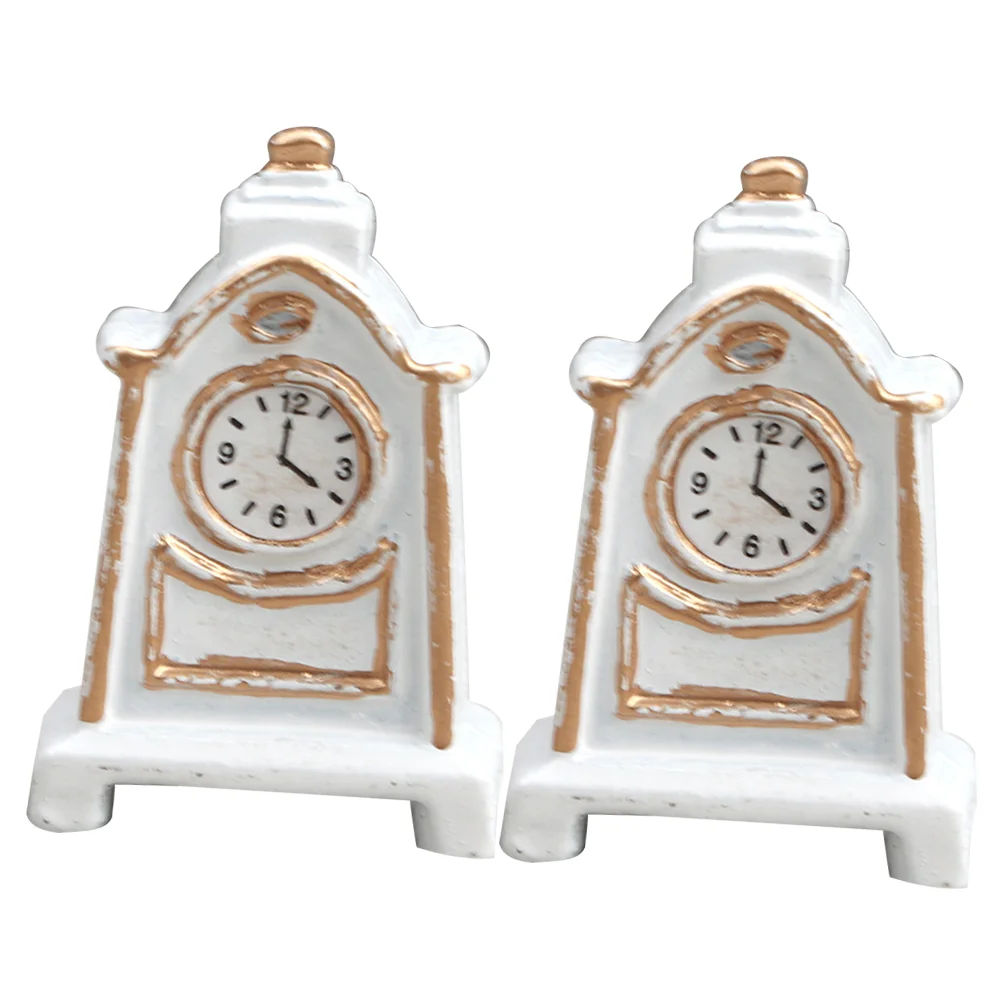 2 Pcs Dollhouse Clock Retro Decor Miniature Kit Vintage Style Pendulum Toy Room