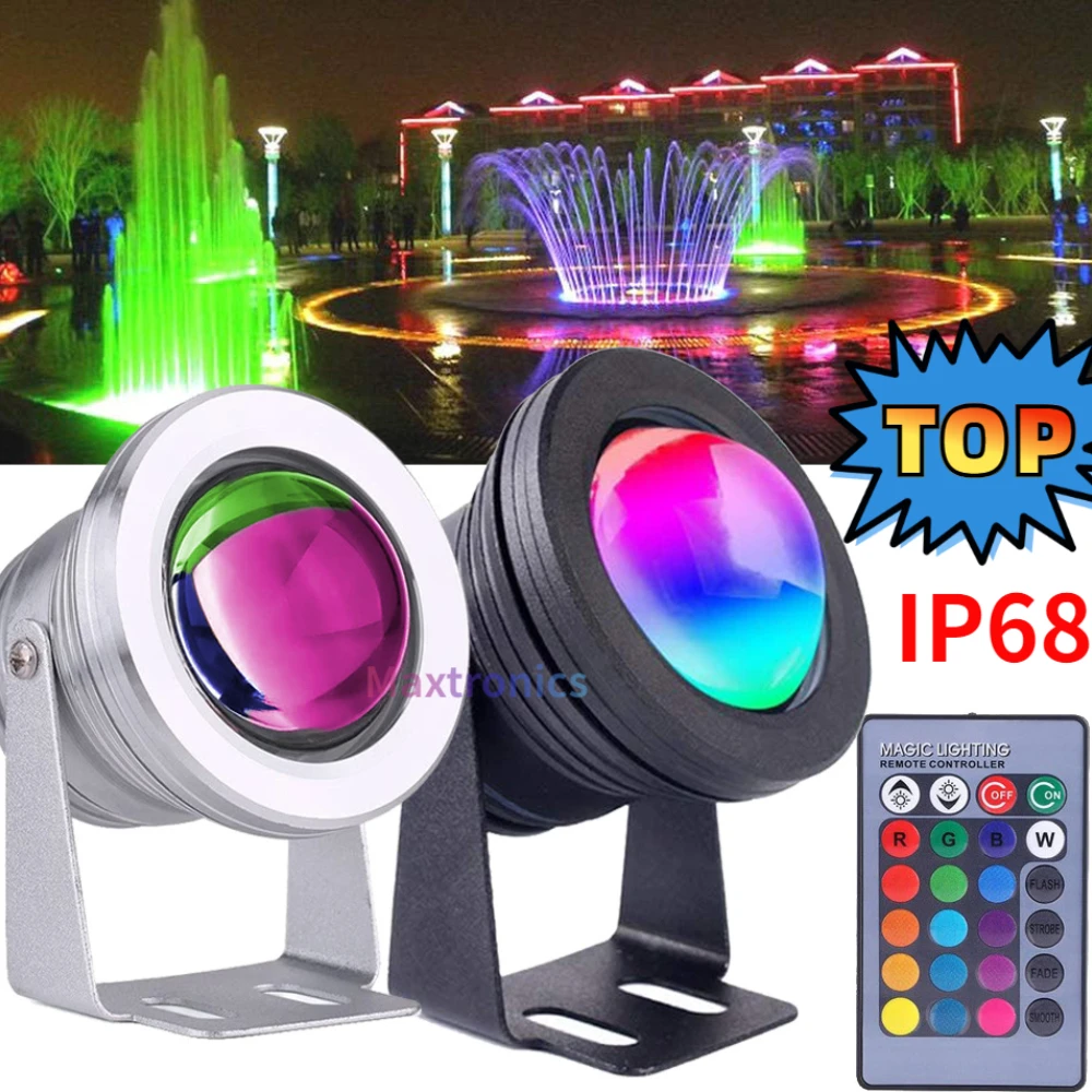 10W LED Underwater Light RGB/White/Warm White LED Flood Lights Fountain Pool Pond Aquarium Spotlight Bulb Garden Lamp IP68 DC12V