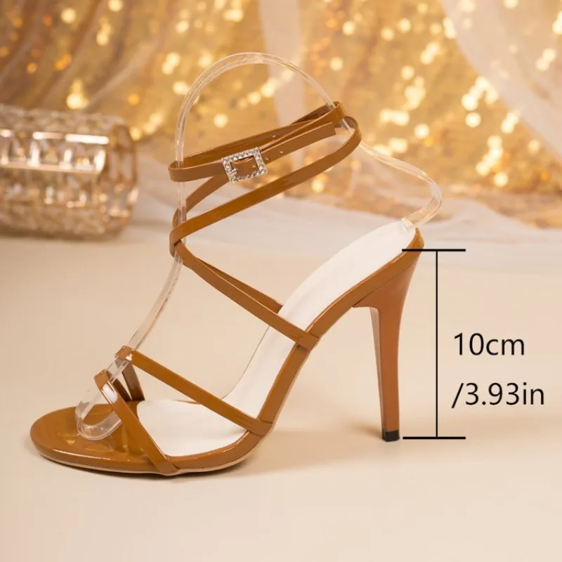 

Летние женские сексуальные босоножки на шпильке с круглым носком и перекрестными ремешками 2026 года — роскошные, элегантные туфли на высоком каблуке с открытым носком (доступны большие размеры)