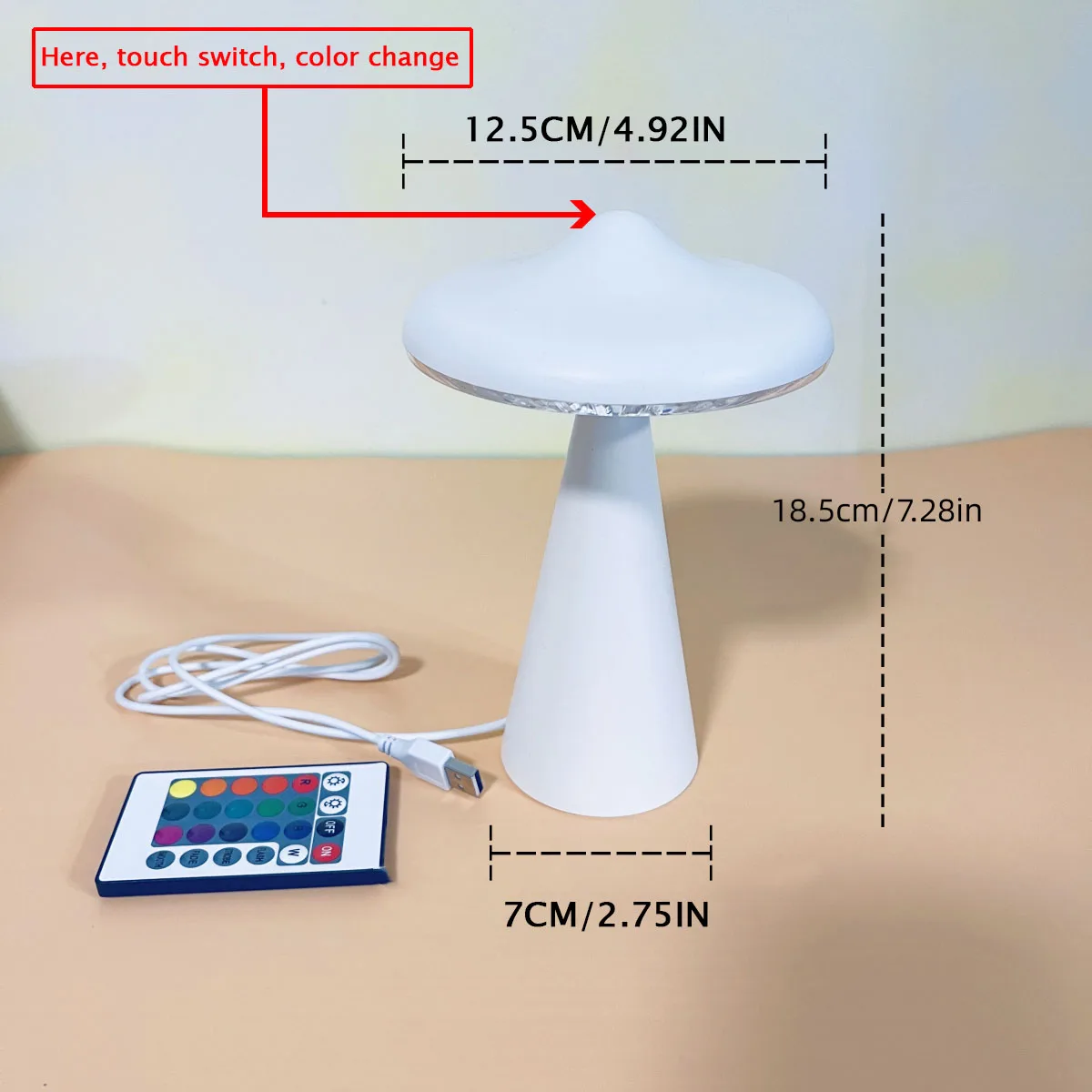 UFO Small Table Lamp USB Plug in RGB16 Color Mushroom Table Lamp Bedroom Decoration Gift Atmosphere Lamp