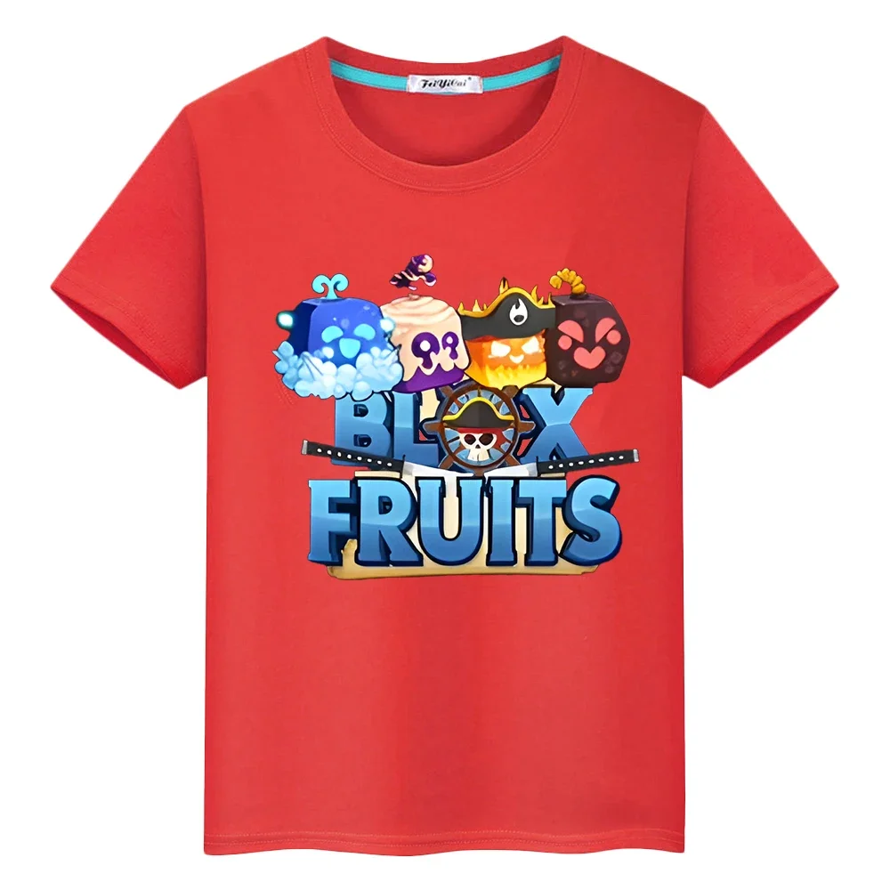 New Game Blox Fruits 100%Cotton t shirt for kids boy 10years anime Tees Short Tops pride tshirt y2k one piece kids clothes girls