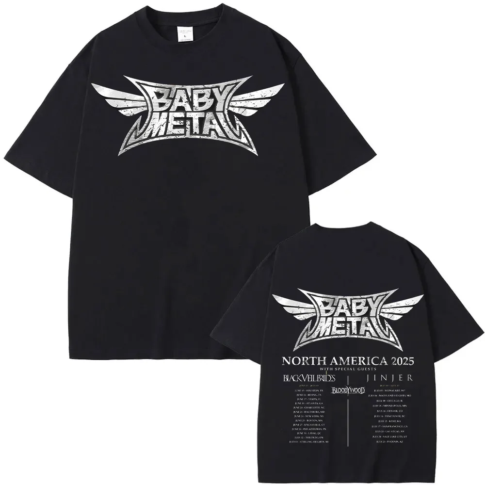 Babymetal North America Tour 2025 T-shirts Vintage Babymetal Japan Metal Rock Band Tshirts Men Women's Pure Cotton Tees Harajuku