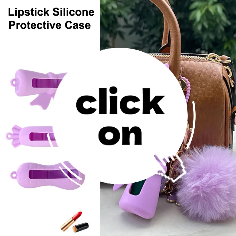 Bow Candy Peanut Shape Silicone Lipstick Cover Keychains Portable Solid Color Lipstick Storage Bag Light Weight Lip Balm Holder