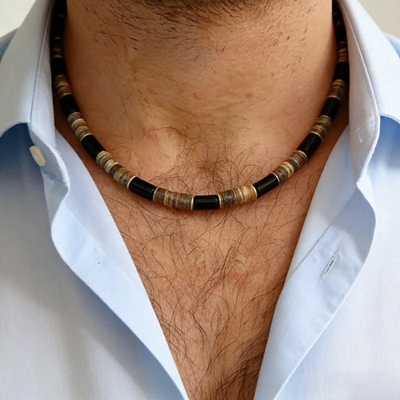 

Богемные деревянные бусины, ожерелье, мужская одежда, аксессуары, скорлупа кокоса, 13 стилей, короткий воротник, ювелирные изделия, повседневные праздничные Homme Joias