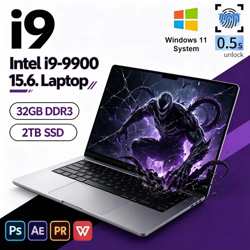 2026 Popular 15.6 Inch Premium Notebook Intel i9-9900 120Hz FHD IPS 16/32GB 2TB SSD Win11 Portable Corporate Laptop