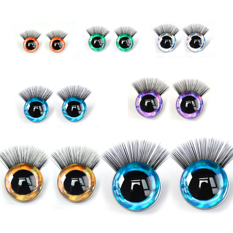 12 pcs safety glitter eyes with eyelashes, a color-mixed safety eye combination set, and creative plush stuffed animal designs