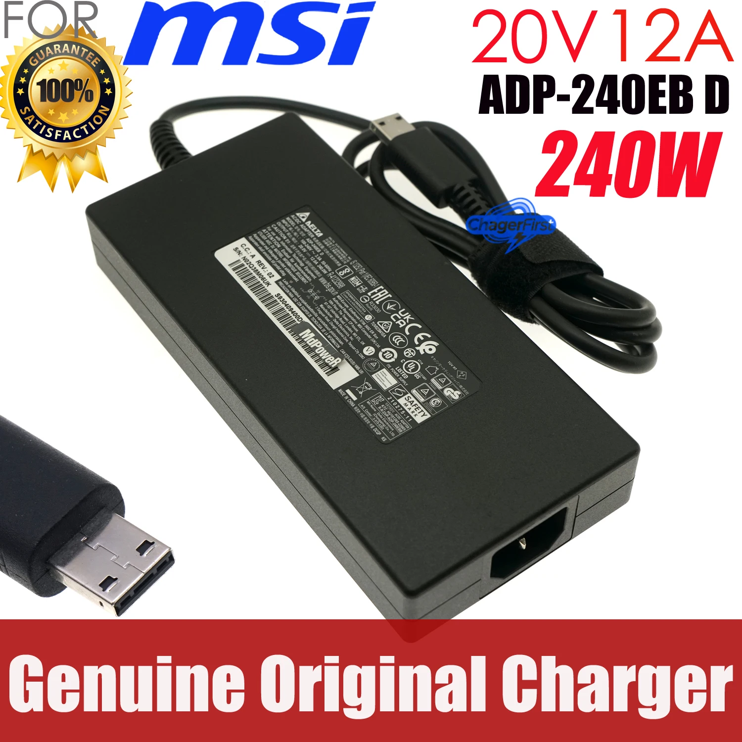 Genuine Delta ADP-240EB D 20V 12A 240W AC Adapter  for MSI GE66 Dragonshield 11UE 11UG MS-1543 Stealth GS77 GP66 GE76 GP76