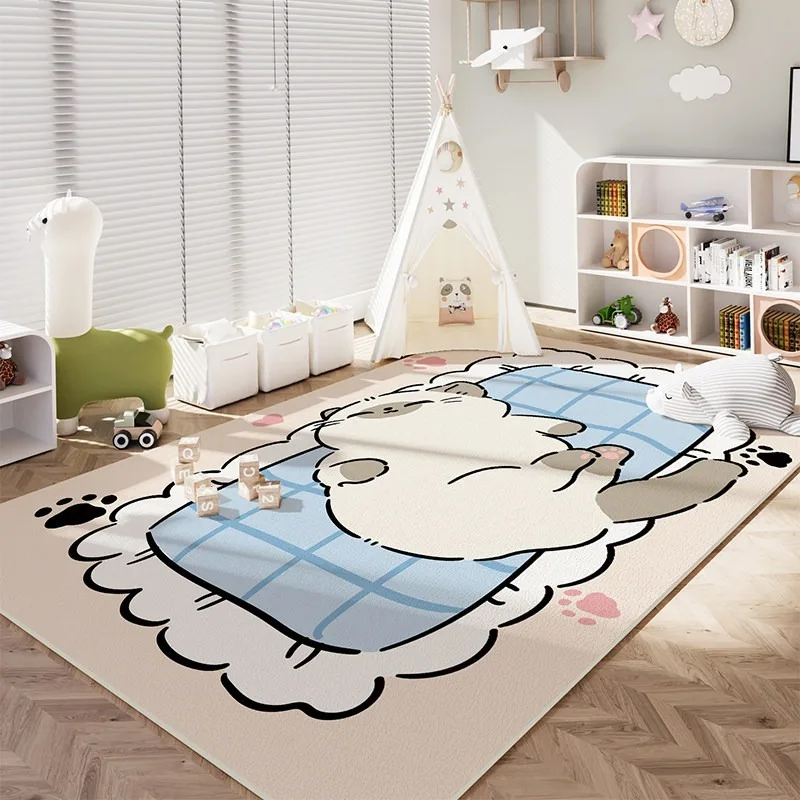 Cute Cartoon Prints PVC Kitchen Floor Mat Oil-proof Water Proof Wipeable No-clean Easy Clean Rug Scratch-Resistant Carpet Tapis