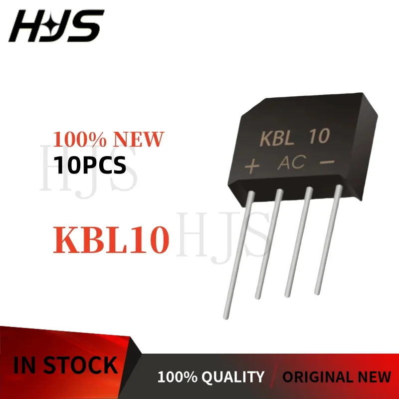10PCS 100% Brand New and Quality KBL01 KBL02 KBL03 KBL04 KBL05 KBL06 KBL08 KBL10 Rectifier bridge stack flat bridge