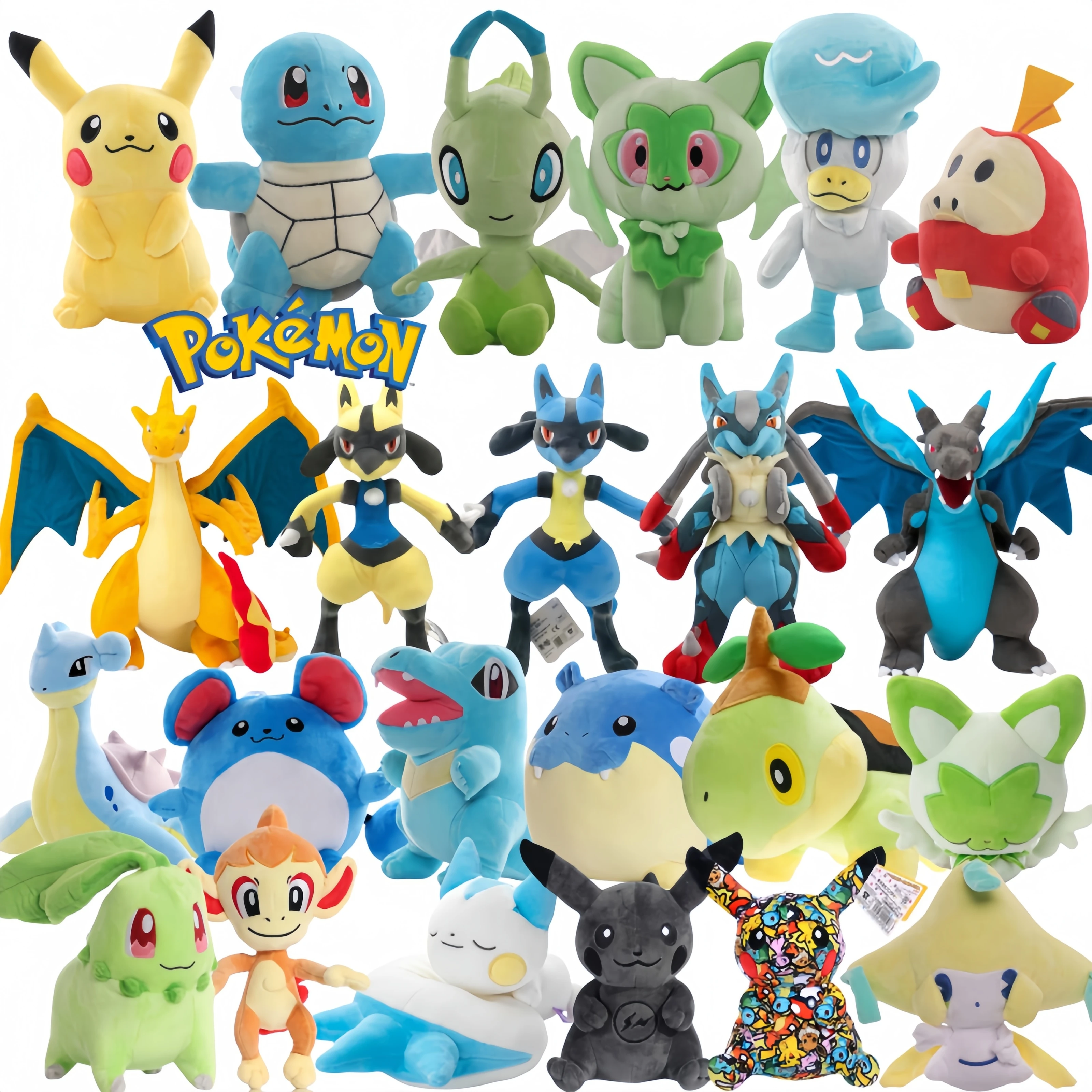 Pokemon Lucario Peluche Pikachu Celebi Sprigatito Bambola di pezza Charizard urtwig Peluche Spheal Giocattoli Hobby Regalo di Natale per il capretto