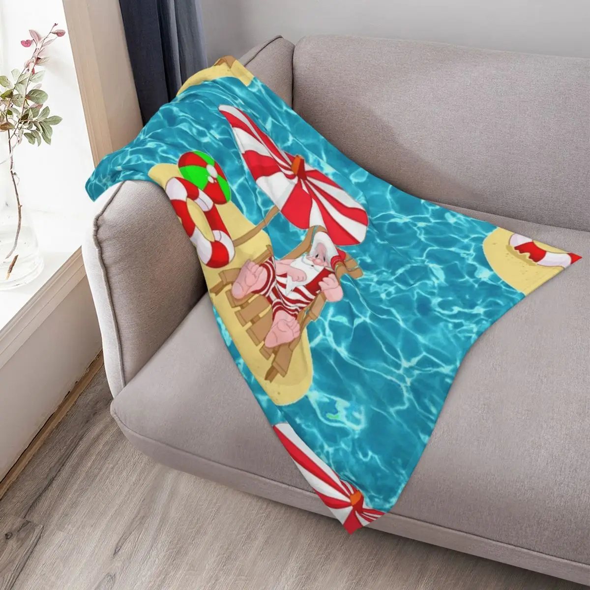 عيد الميلاد شاطئ سانتا كلوز رمي بطانية الشعر الصيف لينة أفخم منقوشة محشوة البطانيات #3