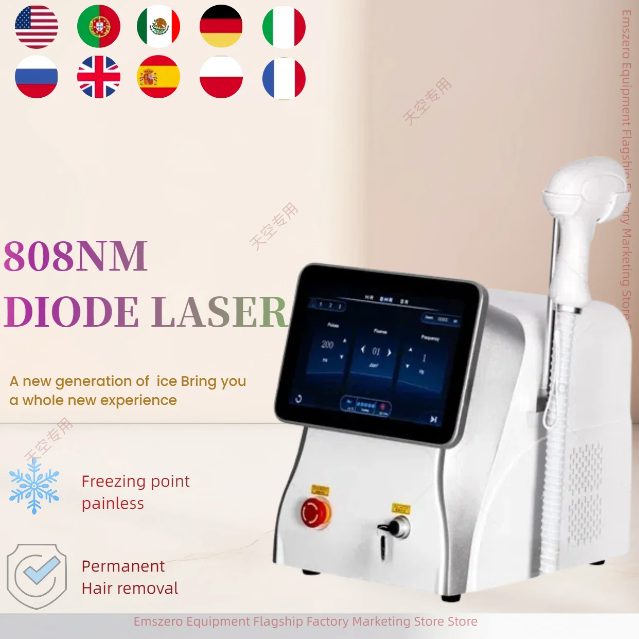 

Diode Laser Hair Removal Machine Professional Alexandrit Triple Wave 808 755 1064 White Ice Titanium Laser Epilator 2025