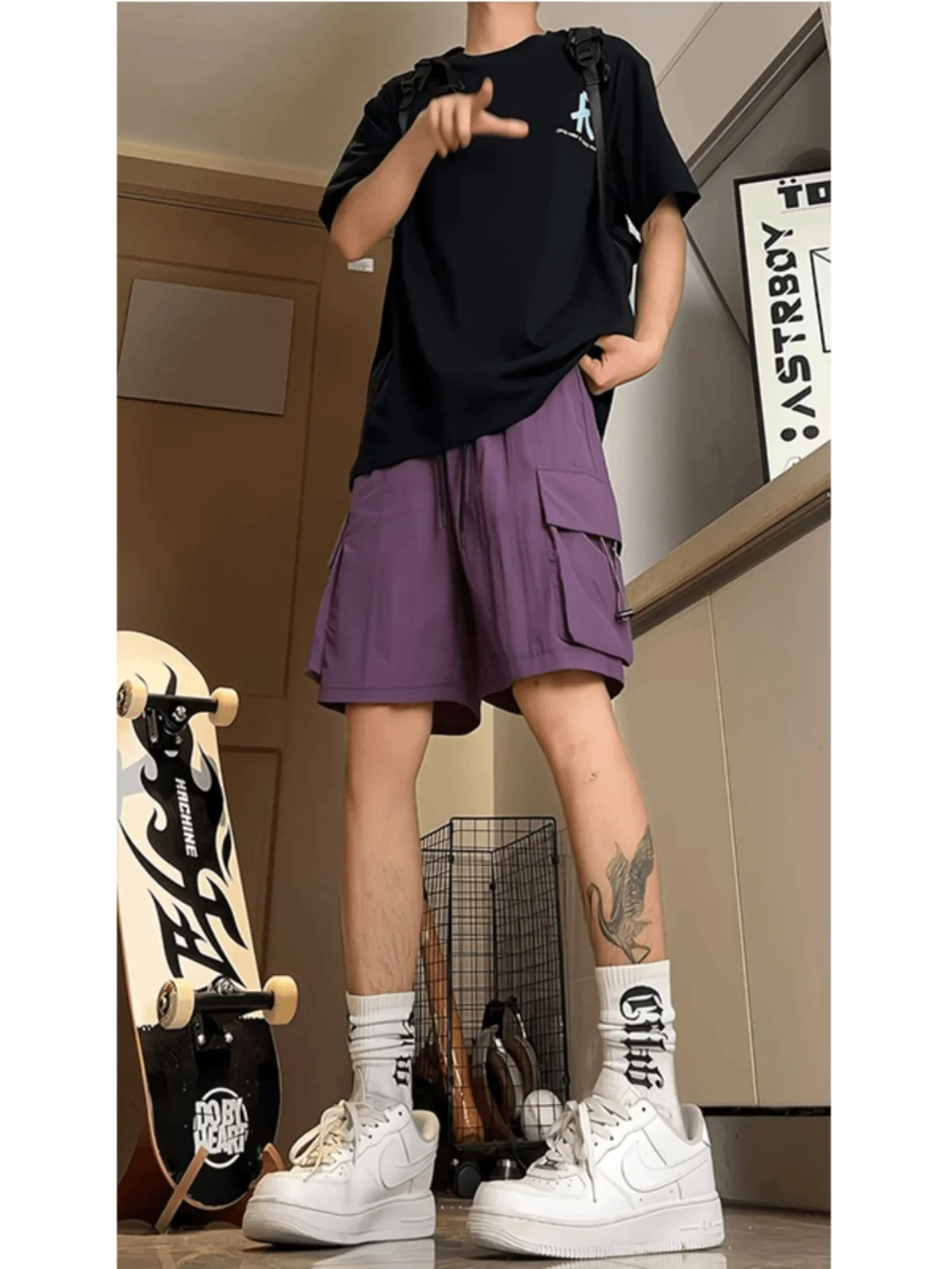 

Lightweight Qui-Dry Cargo orts Men's Summer Ultra-ort Knee-Length Waterproof American Sle Five-Point Pants