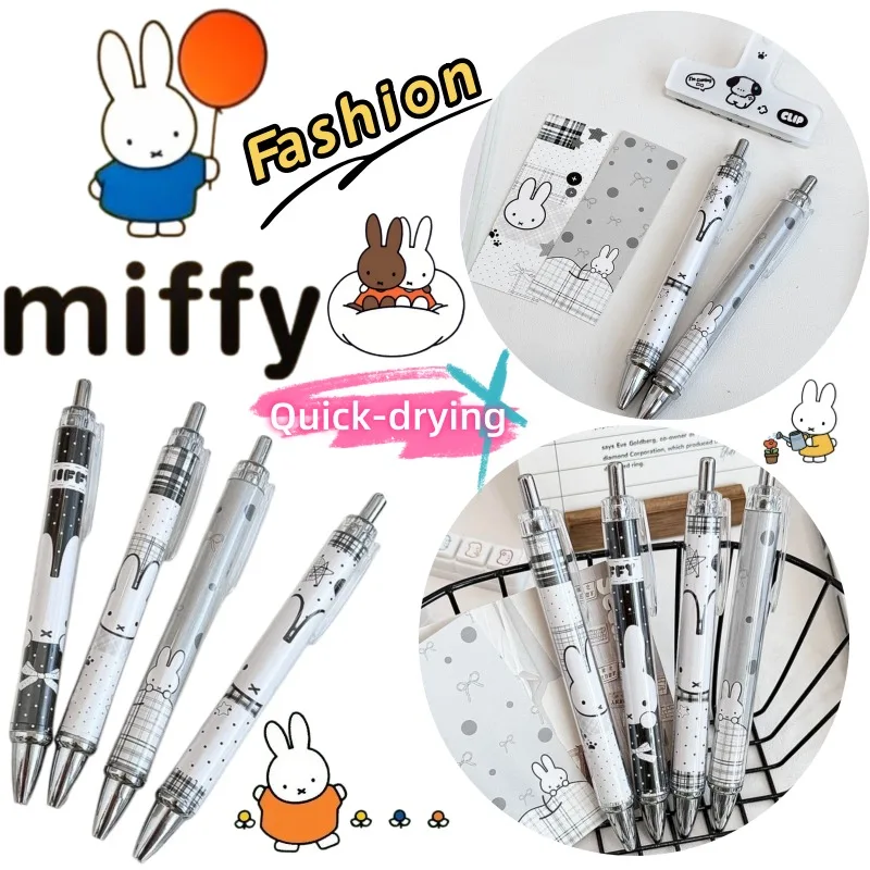 Miffy  Creative Click Pen Cartoon Cute Black and White Rabbit Print High-Value Portable Student Practice Durable Roll Paper Pen