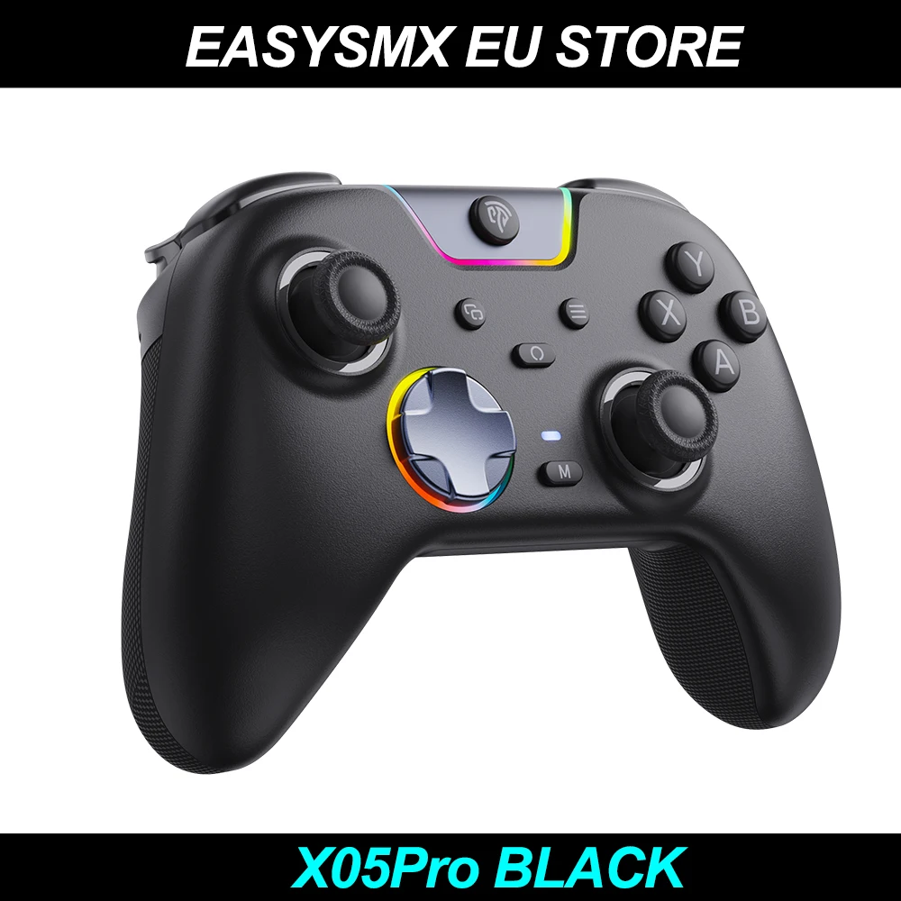 Manette sans fil EasySMX X05Pro 2.4G/Bluetooth pour PC/Switch/Téléphone/Steam, Turbo, RGB et vibration personnalisée, joysticks à effet Hall