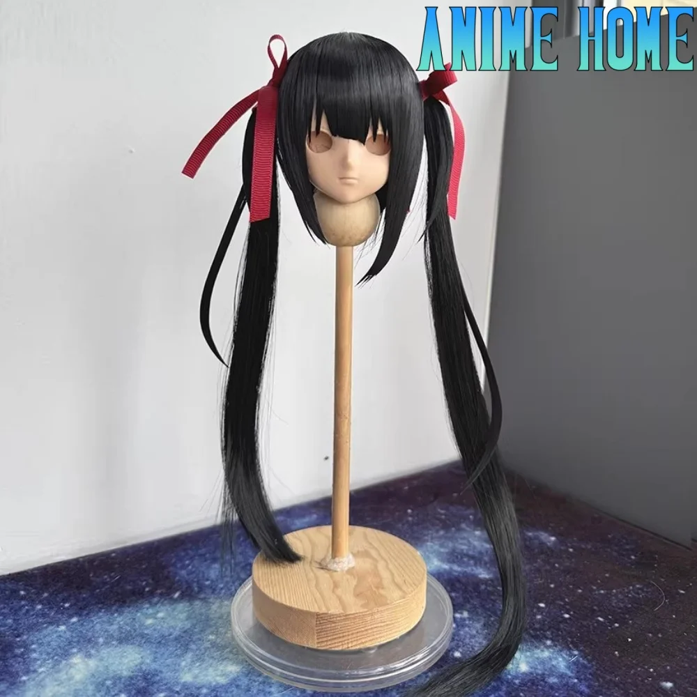 

Hot Anime Role Cos Handmade Black Twin Tails Hair 1/3 1/4 1/6 BJD Hair Wig Cosplay KN Gift