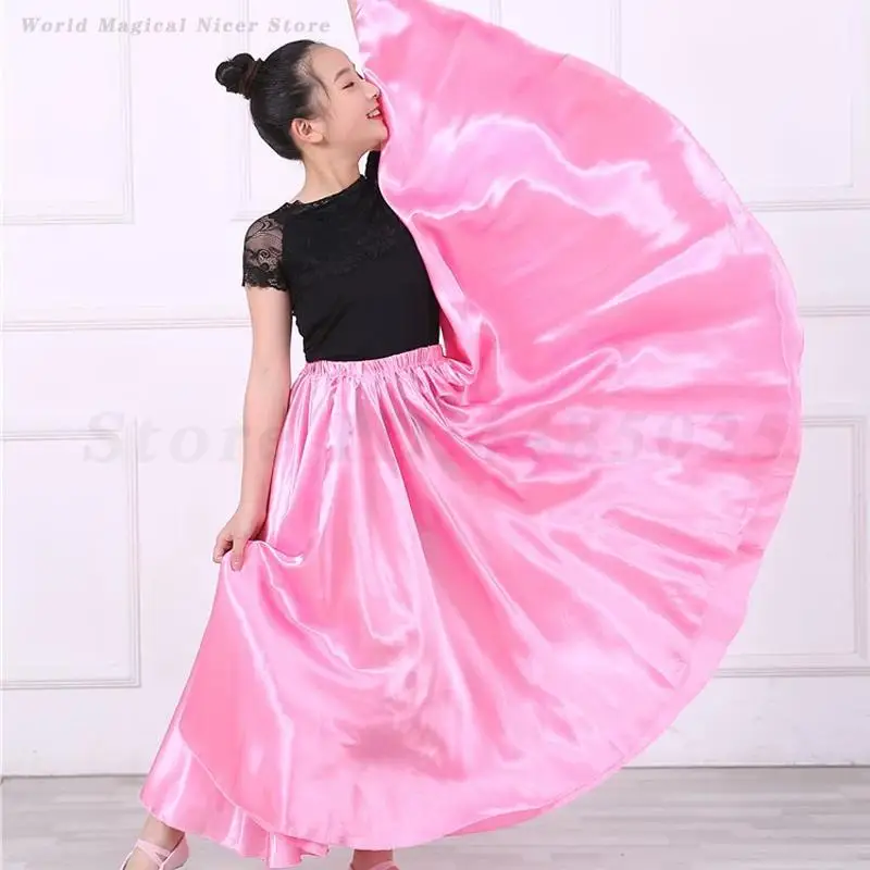 Falda larga de danza del vientre para niños, disfraz de actuación de baile para Festival, falda de práctica de Flamenco para niñas, vestido de baile español