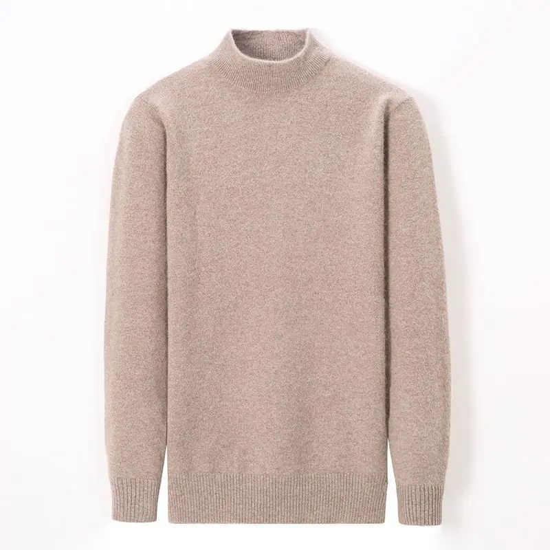 2025 جديد الخريف الشتاء سميكة نصف عالية طوق البلوز سترة الرجال الدافئة متماسكة قاعدة قميص نمط عصري