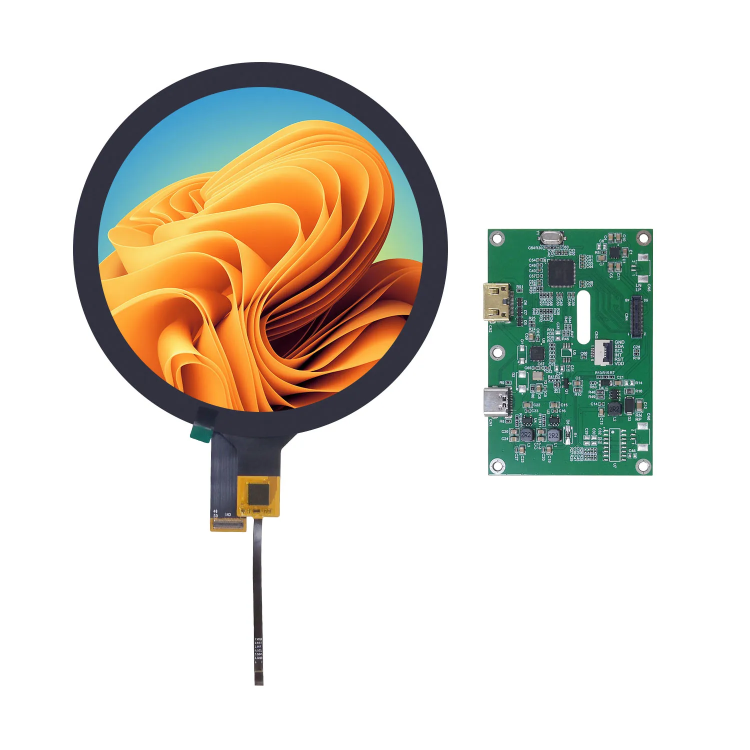 

IPS 5 Inch 1080x1080 TFT Circular Display Circle LCD Panel Round Touch Screen FHD 1080P MIPI Interface With HDMI Driver Board