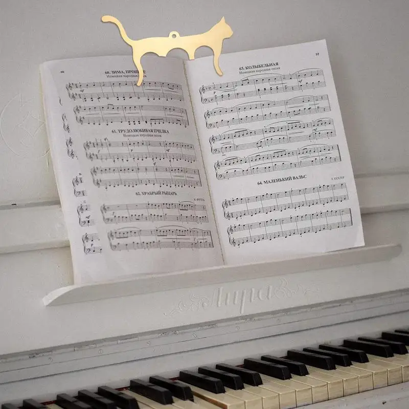 Music Stand Clip Metal Music Book Clip With Cat Shape Plated Music Bookmark For Piano Book Keyboard Musician Nickel decoration