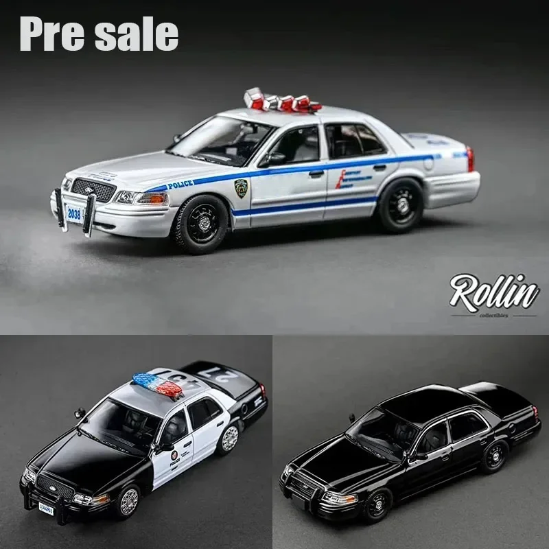 Rollin 1:64 Crown Victoria Police Patrol Car Diecast Diorama Model Collection Miniature Toys