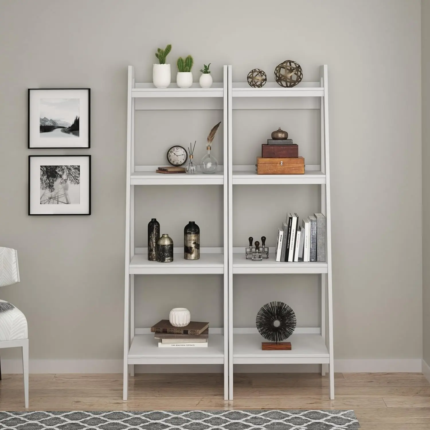 

Lawrence 4 Shelf Ladder Bookcase Bundle, White