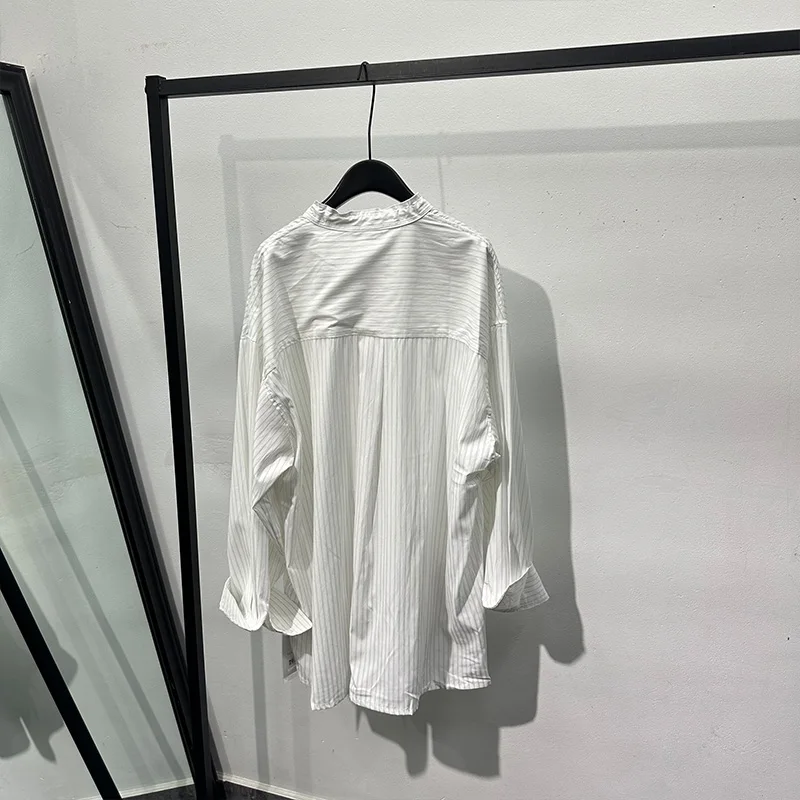 

Special-Interest Design Abstinence Series Deconstructing Drawstring Lace Vertical Striped Shirt High-Grade Loose Casual for Men