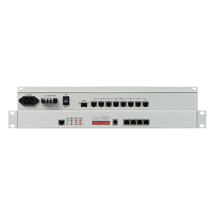 

8E1 PDH MUX и 4 порта Fast Ethernet, 75 Ом или 120 Ом, AC + DC