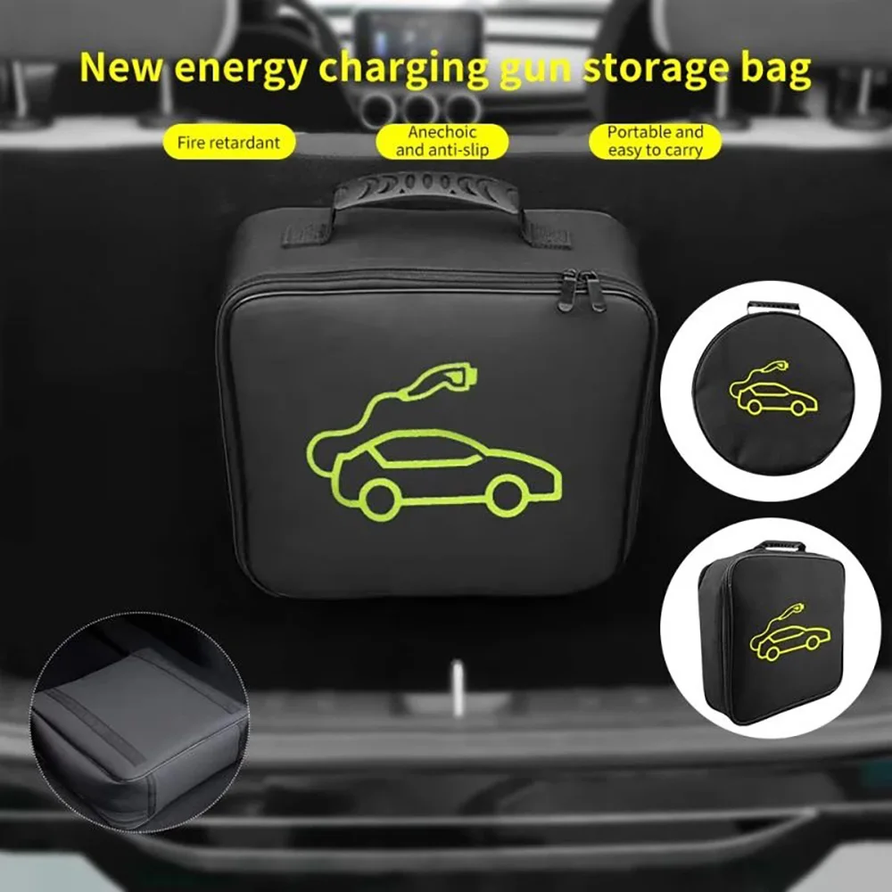 Teschev EV Carry Bag Waterproof Fire Retardant For Electric Vehicle Charging Cables Plugs Sockets Charging Equipment Container