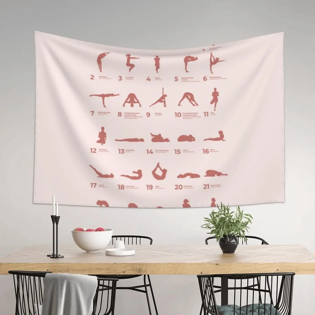 

The 26 Poses of Bikram Yoga Peach Tapestry Cute Decor Wall Hanging Decor Home Supplies Tapestry