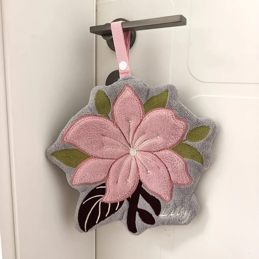 New Absorbent Floral Hand Towel Thickened Lint Free Flower Hand Towel Fabric Kitchen Hand Towel Bathroom Use