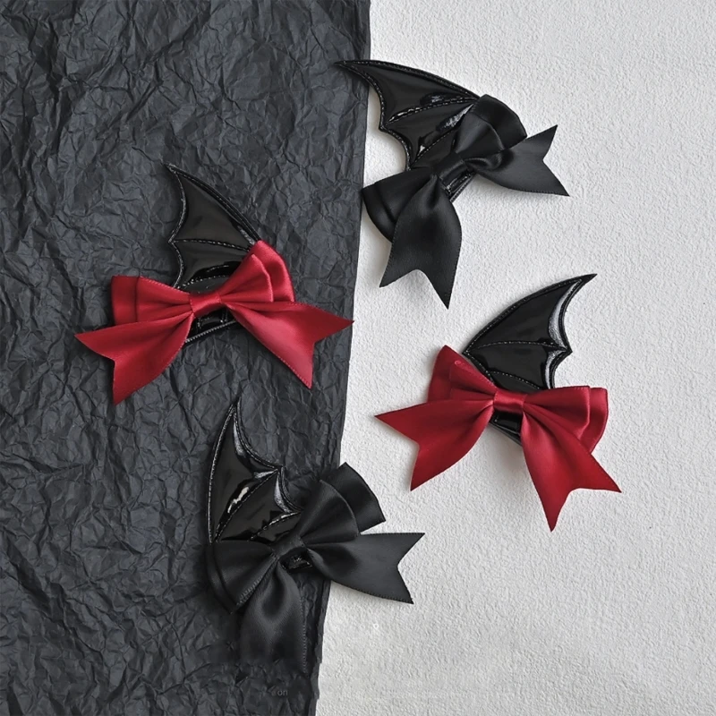 Gothic Punk Bat Wing Bowknot Hair Clip Y2K Girls Anime Cosplay Party Headwear Halloween Hairpin Role Play Costume Hair Barrettes image 6