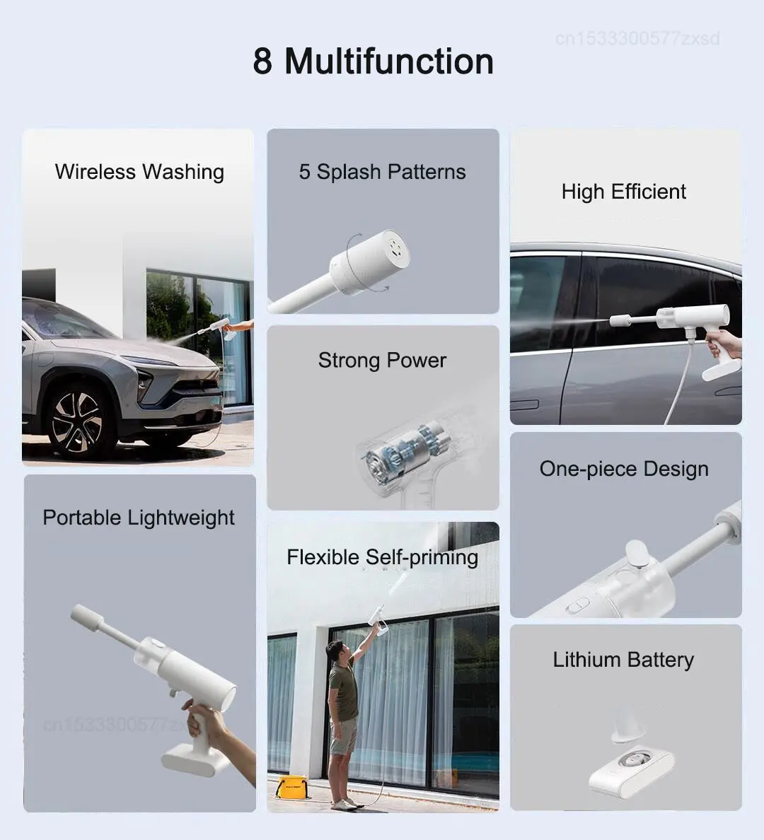 ใหม่ Xiaomi ไฟฟ้ารถเครื่องซักผ้า2.4MPA เครื่องฉีดน้ำแรงดันสูงหัวฉีดโฟมทำความสะอาดอัตโนมัติ Care ไร้สาย Protable รถล้าง