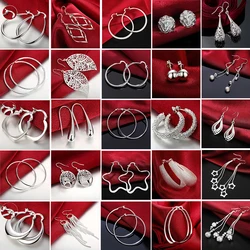 Boucles d'oreilles créoles rondes simples en argent regardé 925 pour femmes, bijoux de charme de fiançailles de mariage, qualité supérieure, mode